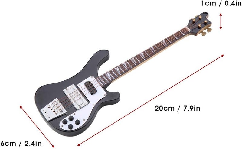 Miskall Electric Bass Model, Black Miniature Bass Guitar Replica with Stand and Case Instrument Model Ornaments Gift - Image 2